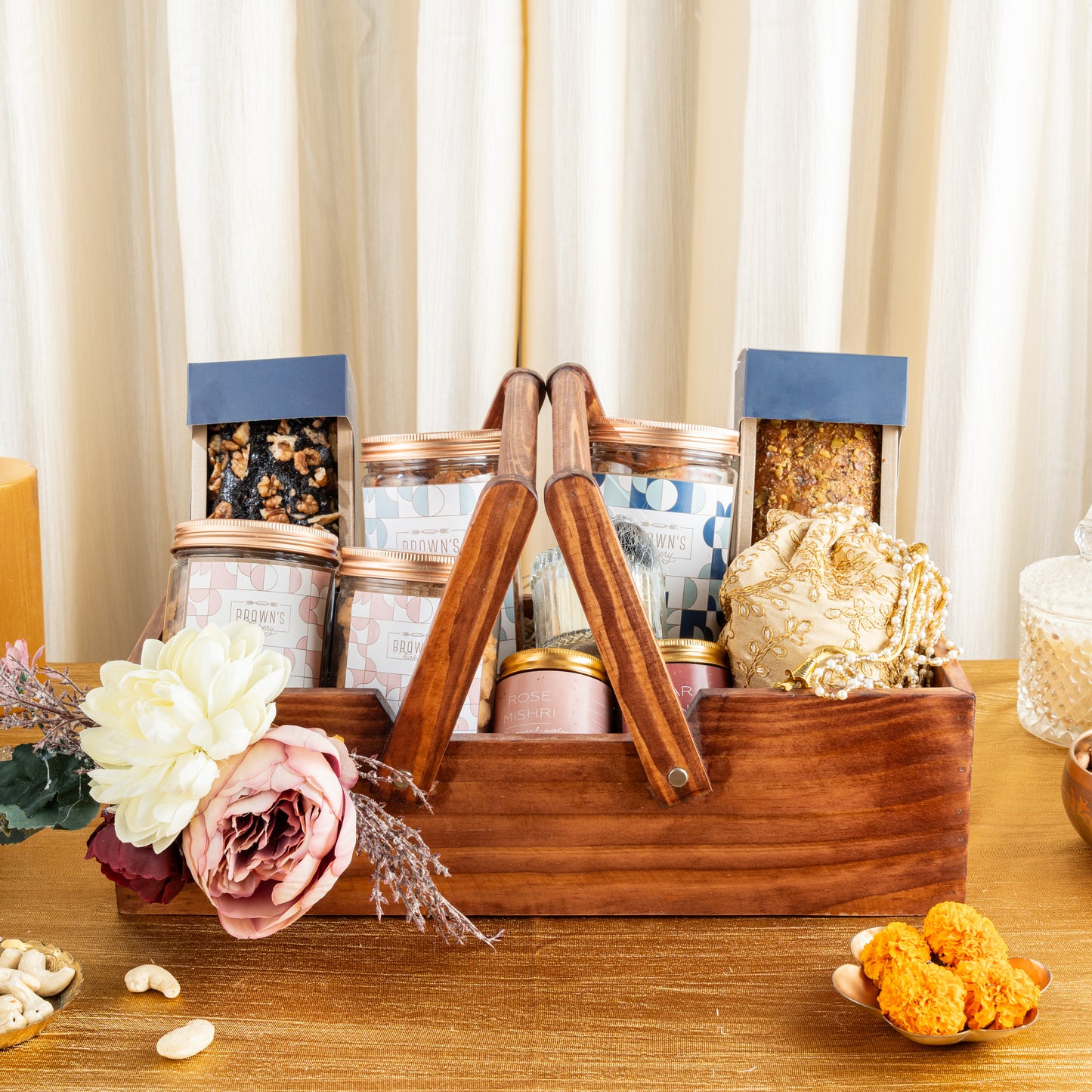 WALNUT WOODEN HAMPER