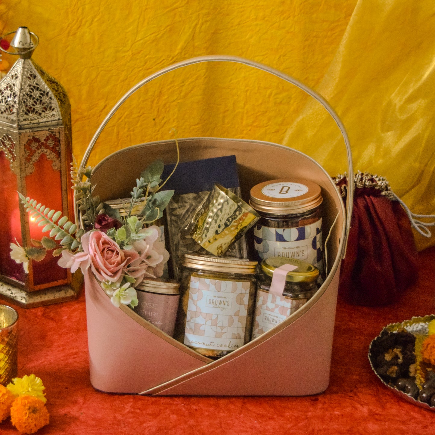 BLUSH PINK LEATHER HAMPER