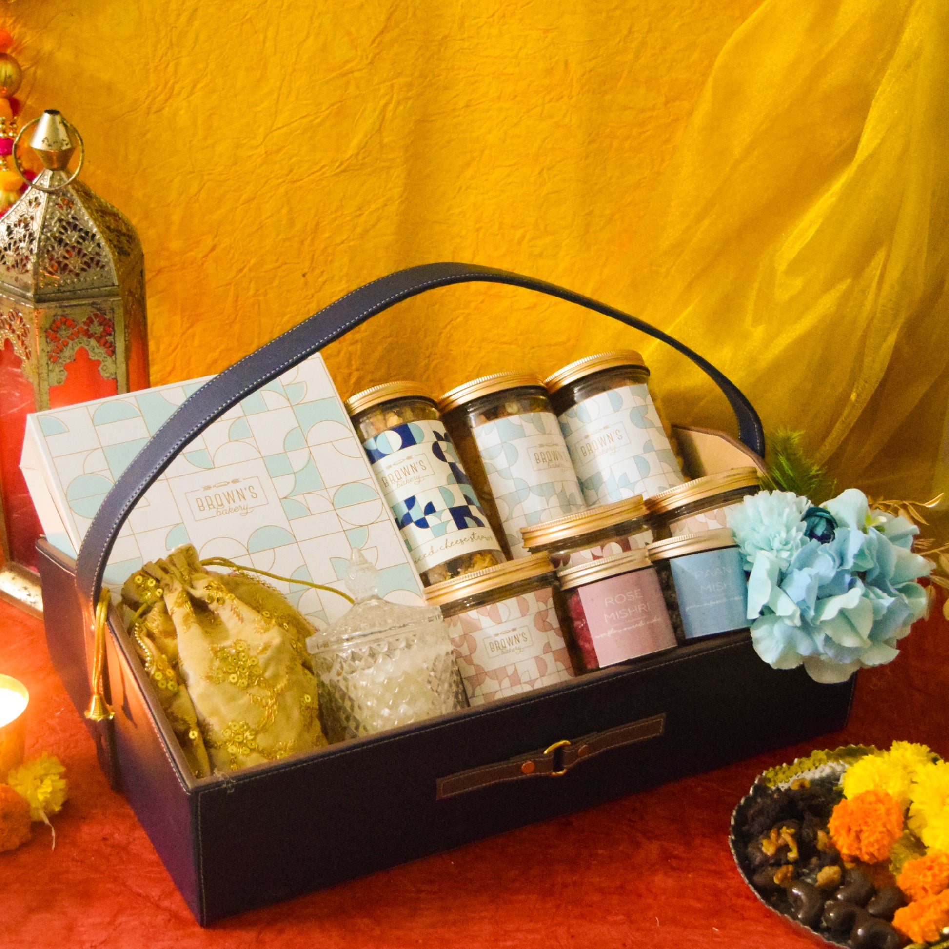 INDIGO LEATHER HAMPER